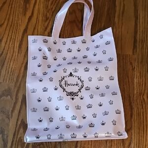 Harrods Pink and Black Crown Print Shopper Bag